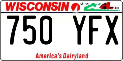 WI license plate 750YFX