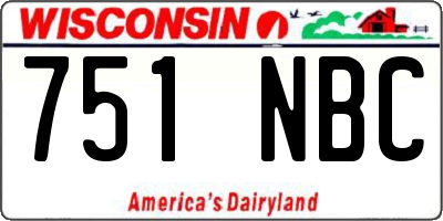 WI license plate 751NBC