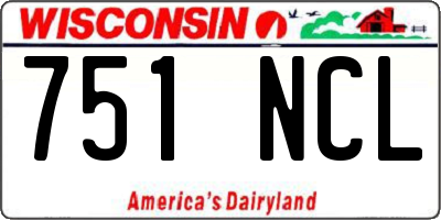 WI license plate 751NCL