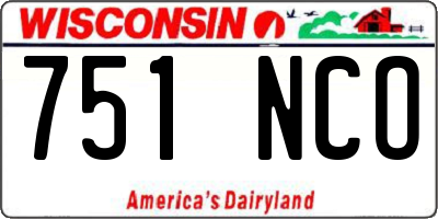 WI license plate 751NCO