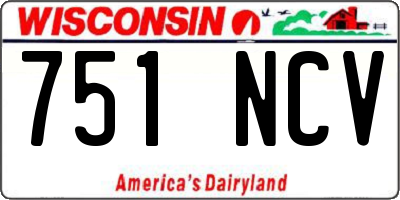 WI license plate 751NCV