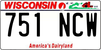 WI license plate 751NCW