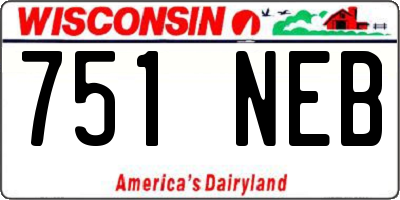 WI license plate 751NEB