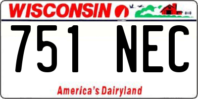 WI license plate 751NEC
