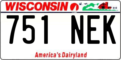 WI license plate 751NEK