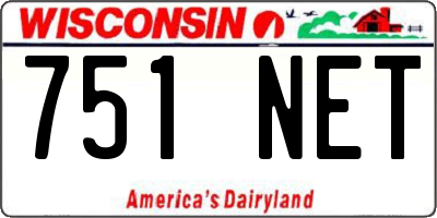 WI license plate 751NET