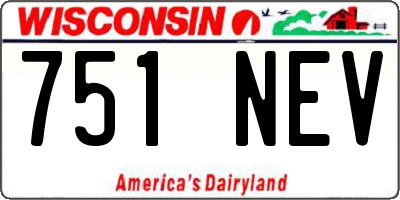 WI license plate 751NEV