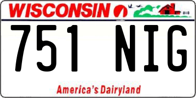 WI license plate 751NIG
