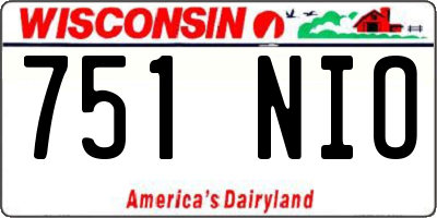 WI license plate 751NIO