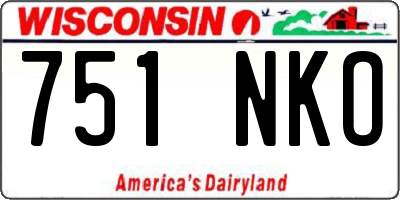 WI license plate 751NKO