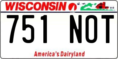WI license plate 751NOT