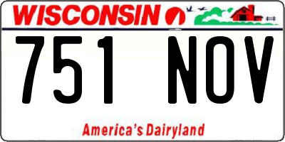 WI license plate 751NOV