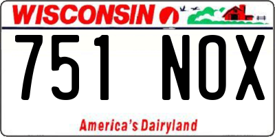 WI license plate 751NOX
