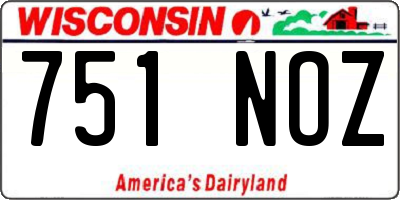 WI license plate 751NOZ
