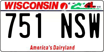 WI license plate 751NSW
