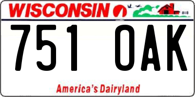 WI license plate 751OAK