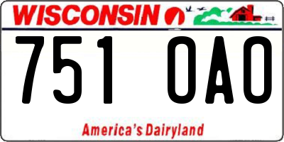 WI license plate 751OAO