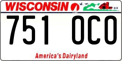 WI license plate 751OCO