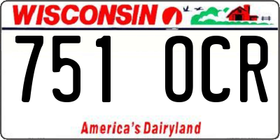 WI license plate 751OCR
