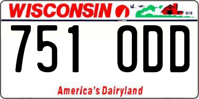 WI license plate 751ODD
