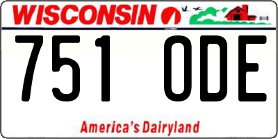 WI license plate 751ODE