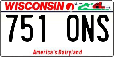 WI license plate 751ONS