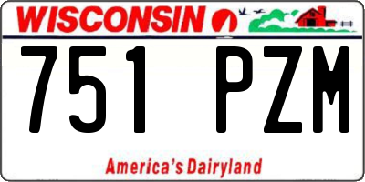 WI license plate 751PZM