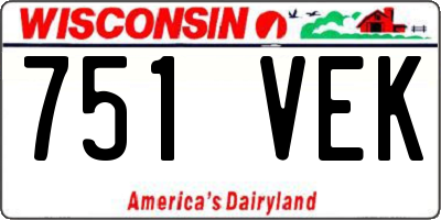 WI license plate 751VEK