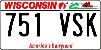 WI license plate 751VSK