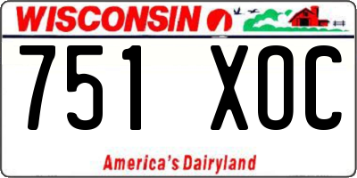 WI license plate 751XOC