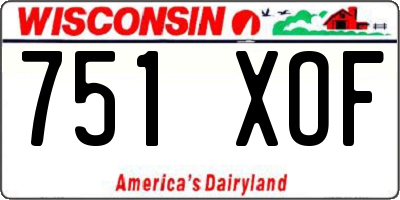 WI license plate 751XOF
