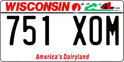 WI license plate 751XOM