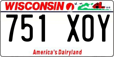 WI license plate 751XOY