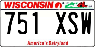 WI license plate 751XSW