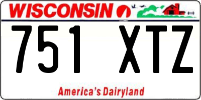 WI license plate 751XTZ