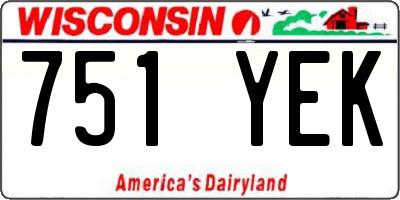 WI license plate 751YEK