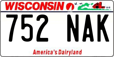 WI license plate 752NAK