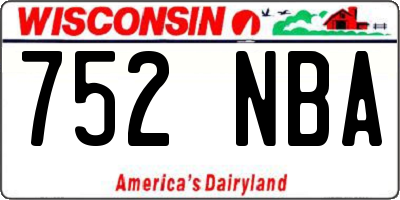 WI license plate 752NBA