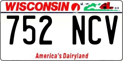 WI license plate 752NCV