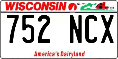 WI license plate 752NCX