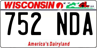 WI license plate 752NDA