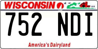 WI license plate 752NDI