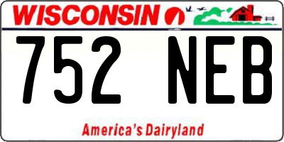 WI license plate 752NEB