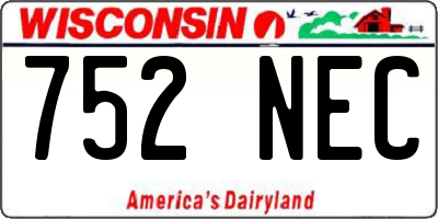 WI license plate 752NEC