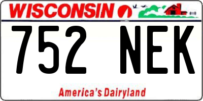 WI license plate 752NEK