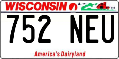 WI license plate 752NEU