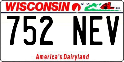WI license plate 752NEV