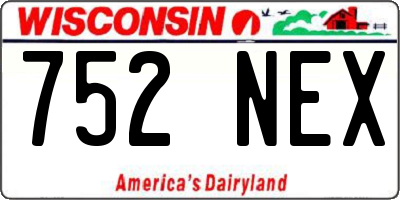 WI license plate 752NEX