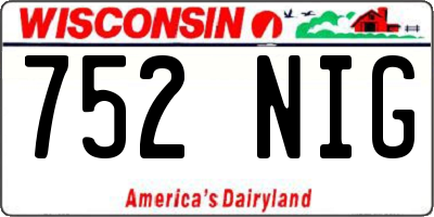 WI license plate 752NIG