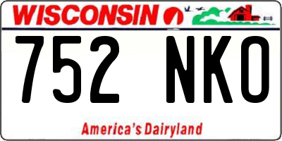 WI license plate 752NKO